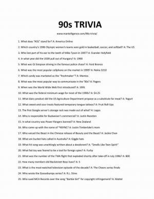 72+ 90'er trivia spørgsmål og svar (let til svært)