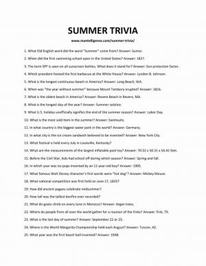 73+ Summer Trivia Ερωτήσεις & Απαντήσεις (Διασκεδαστικό Κουίζ)