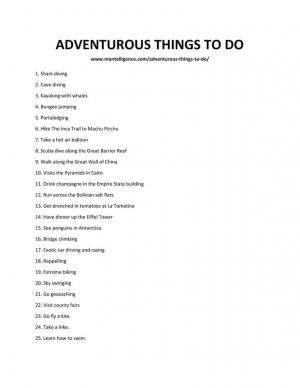 90 coisas aventureiras para fazer
